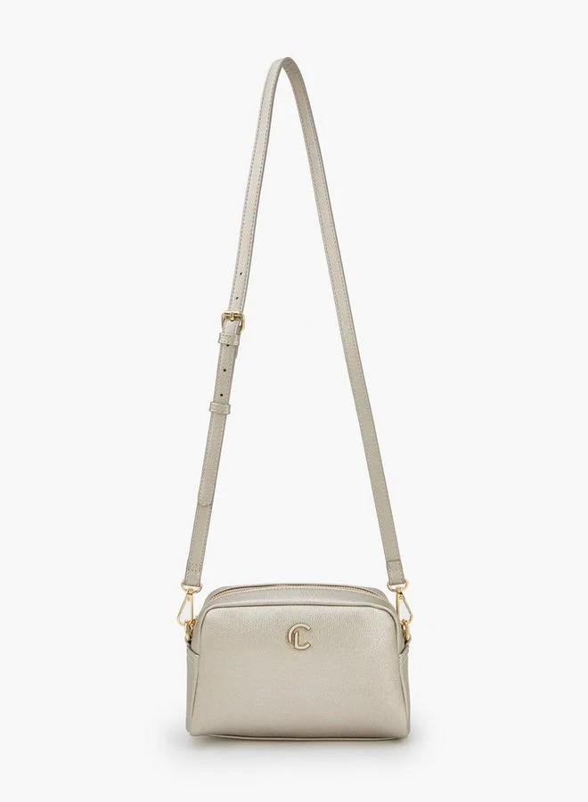 لو كونفورت Textured Crossbody Bag With Zip Closure